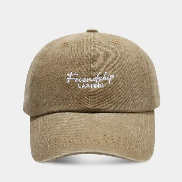 Soft Top Show Face A Little Retro Distressed Peaked Cap Couple Khaki - Shop at LoveMi