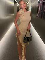 Nightclub Sheer Mesh Dress Women's Clothing - Skin Color-M - View 1