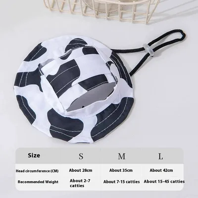 Cute Exposed Ears Pet Cat Dog Bucket Hat Cow Black And White - Shop at LoveMi