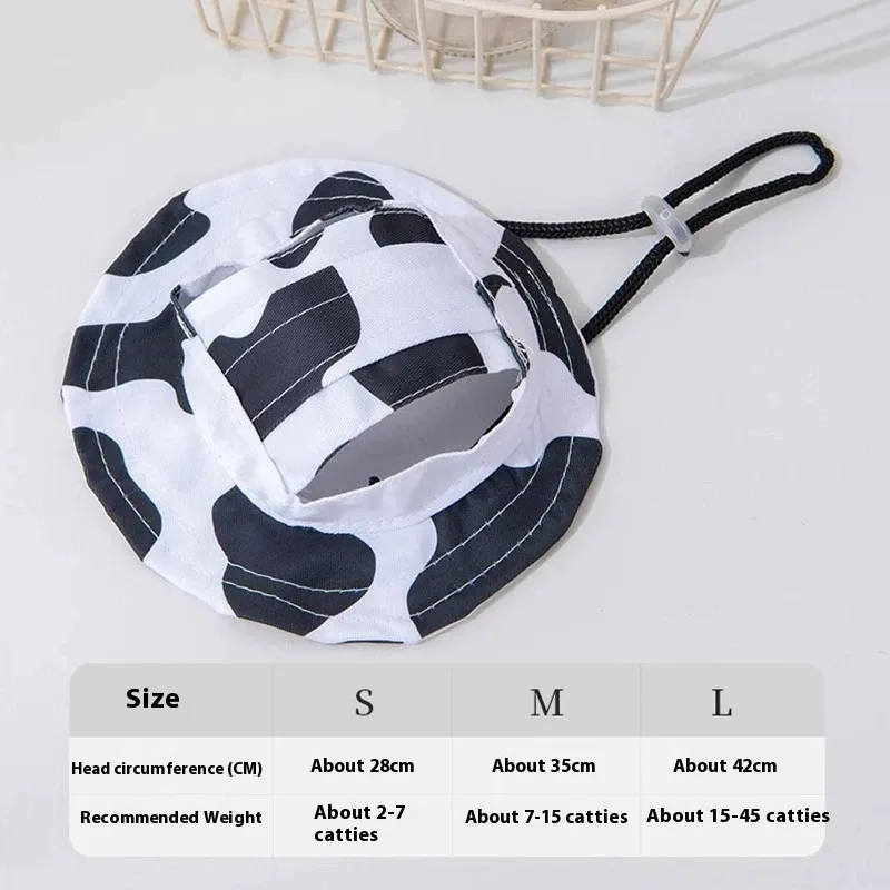 Cute Exposed Ears Pet Cat Dog Bucket Hat - Cow Black And White