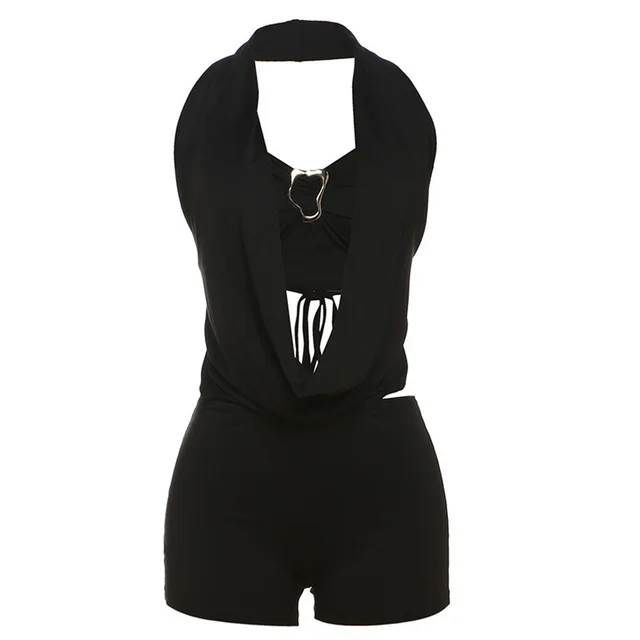 Halter Top Skinny Short Suit Women Black - Shop at LoveMi