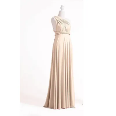 Cross Exposed Back Bandage Dress Long For Women Champagne S - Shop at LoveMi