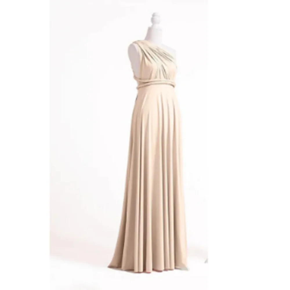 Cross Exposed Back Bandage Dress Long For Women - Champagne-S