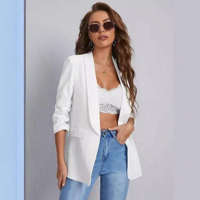 European And American Autumn And Winter Long Sleeves Women's Slim Top White - Shop at LoveMi