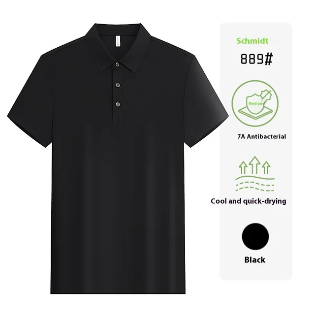 Short Sleeve Work Clothes Lapel Enterprise Embroidery Group Clothes Black - Shop at LoveMi