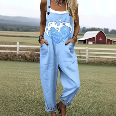 Female Digital 3D Printing Button Casual Suspender Trousers Jwkzk005 - Shop at LoveMi