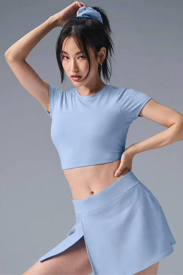Backless Top Split Tennis Skirt Set Blue - Shop at LoveMi
