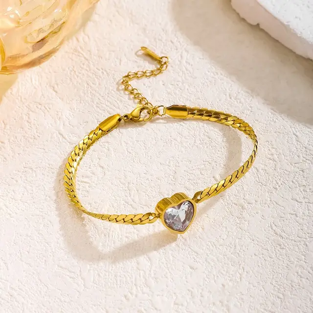 European And American Entry Lux Style Green Heart Zircon Bracelet For Women 7993 White - Shop at LoveMi