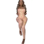 Sleeveless Backless Sexy Style Strap Metallic Gloss Jumpsuit - Pink