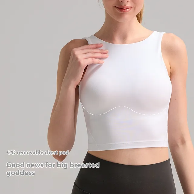 High Collar Women's Yoga Vest Workout Bra Brushed Soft Glutinous Sports Underwear Bx01 White - Shop at LoveMi