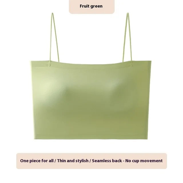 Women's Solid Color Chest Cushion Beautiful Back And Strapless Green - Shop at LoveMi