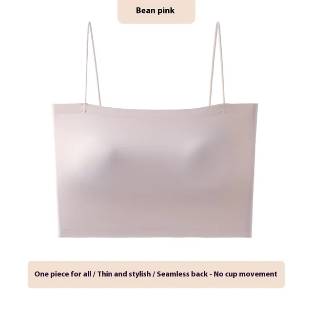 Women's Solid Color Chest Cushion Beautiful Back And Strapless Pink - Shop at LoveMi