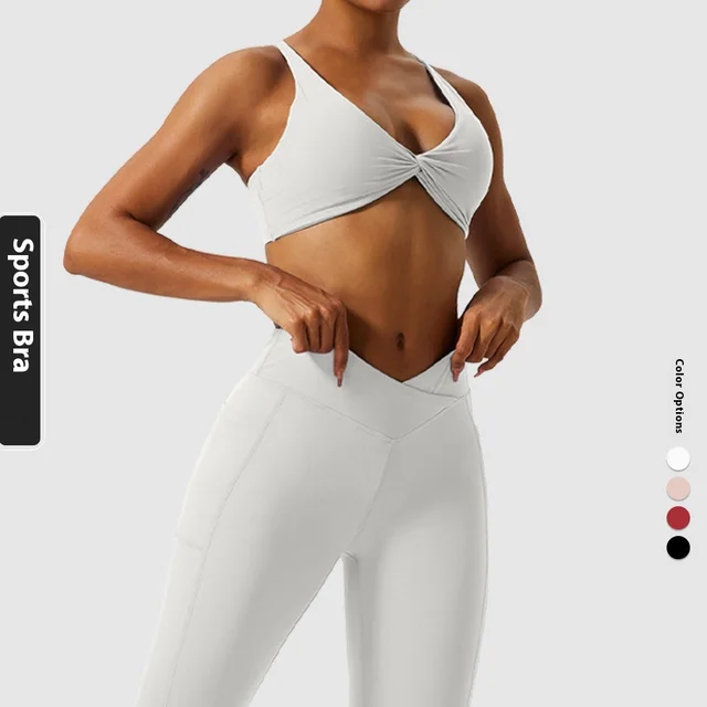 Women's Solid Color Cross Back Sports Bra White - Shop at LoveMi