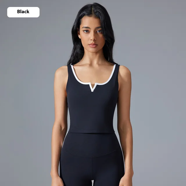 Deep U Back Shaping Padded Sports Vest Black - Shop at LoveMi
