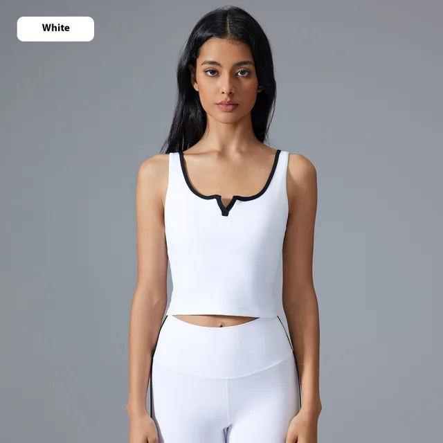 Deep U Back Shaping Padded Sports Vest White - Shop at LoveMi