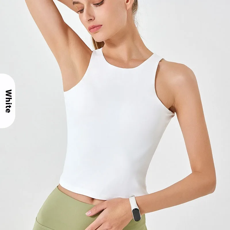 Double-layer Round Neck Sleeveless Cloud Soft Vest - White - View 1