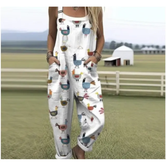 Women's Summer Digital Printing Button Casual Suspender Trousers Tjrjddk016 - Shop at LoveMi