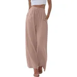 Loose Casual Pocket Drawstring Wide-leg Pants For Women - Lotus Root Color