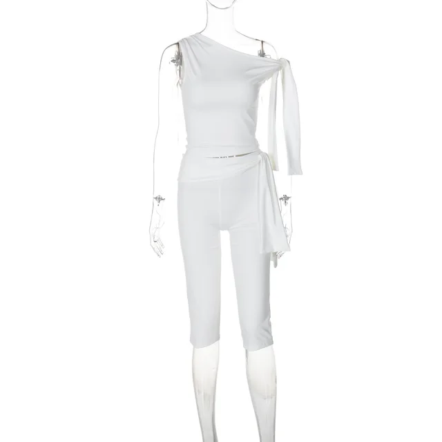 Top Slimming Lace Up Shorts Set White - Shop at LoveMi