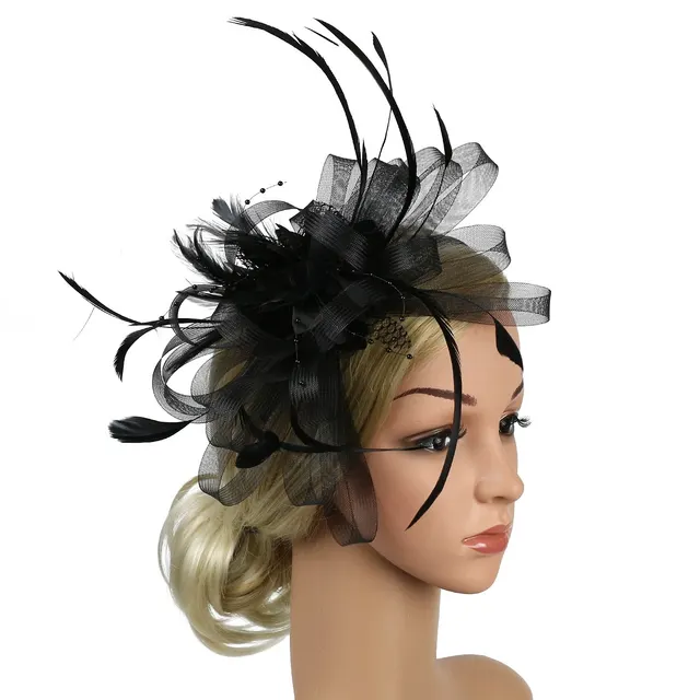 European And American Horse Festival Tea Party Mesh Hair Accessories Billycock Barrettes Black - Shop at LoveMi