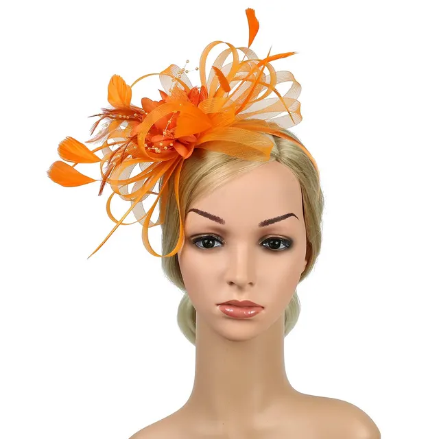 European And American Horse Festival Tea Party Mesh Hair Accessories Billycock Barrettes Orange - Shop at LoveMi