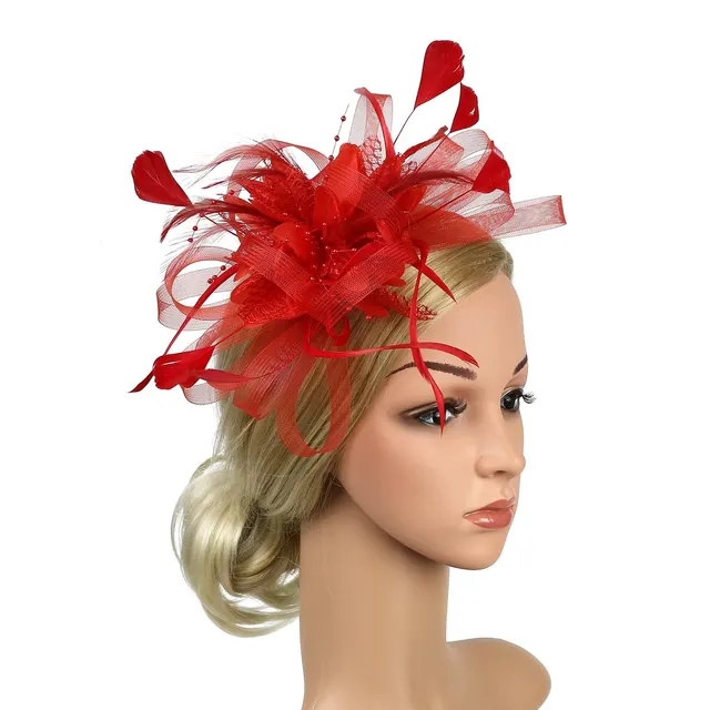 European And American Horse Festival Tea Party Mesh Hair Accessories Billycock Barrettes Red - Shop at LoveMi