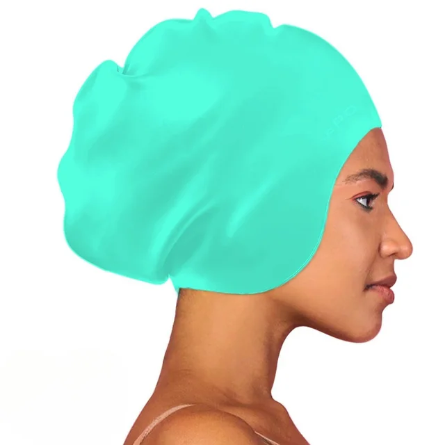 Silicone Swimming Cap Adult Hair Care Women's Oversized Emerald Green - Shop at LoveMi
