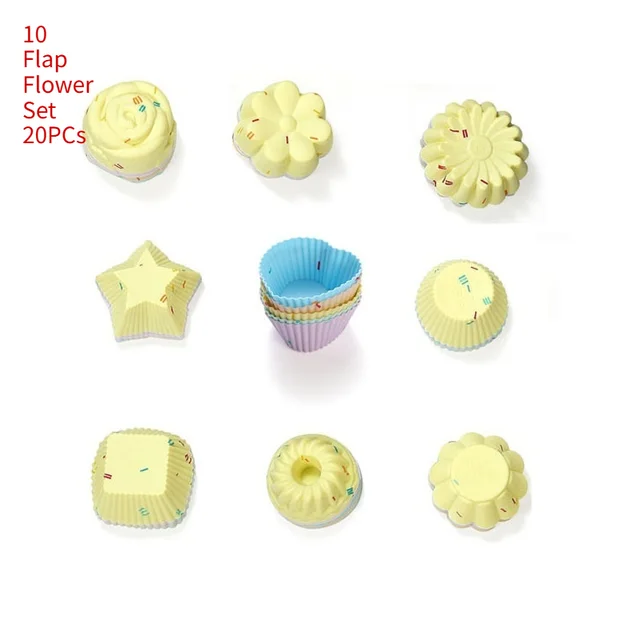 New Silicone Small Baking Cup Baking Mold 10 Flap Flower Set 20Pcs - Shop at LoveMi