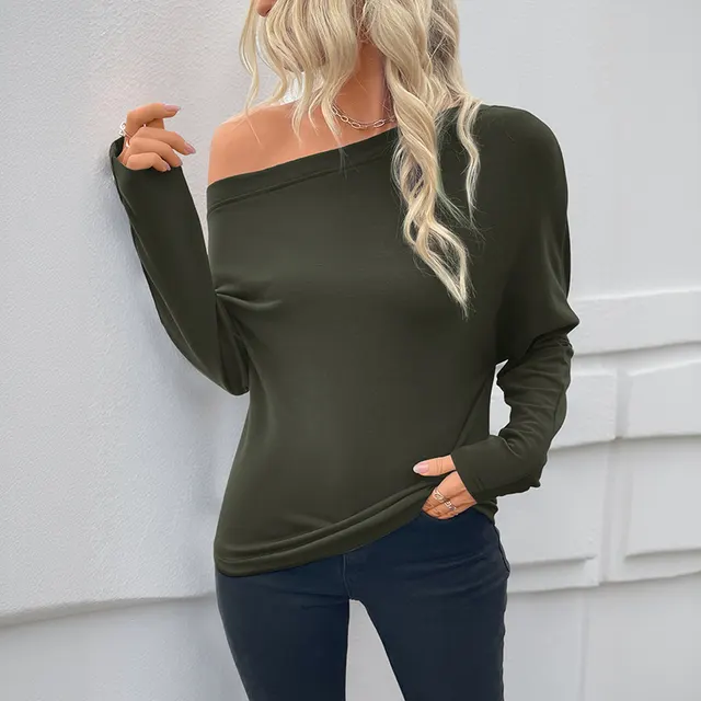 Thin Long Sleeve Pullover T shirt Dark Green - Shop at LoveMi