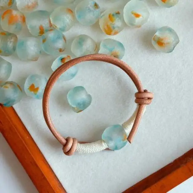 Men's And Women's Glaze Crushed Ice Leather Hand Rope Bracelet - Shop at LoveMi