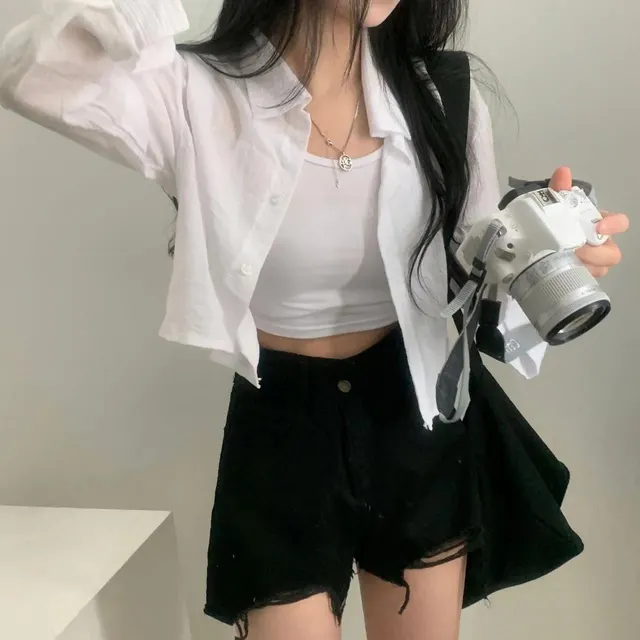 Striped Shirt Women's Long Sleeve Sun Protection Shirt White - Shop at LoveMi