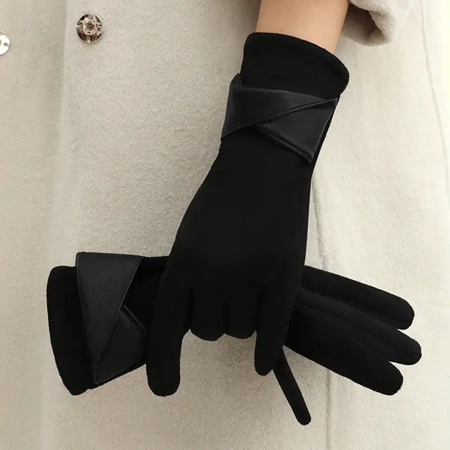 Women's Fleece lined Warm Graceful Bow Gloves Black - Shop at LoveMi