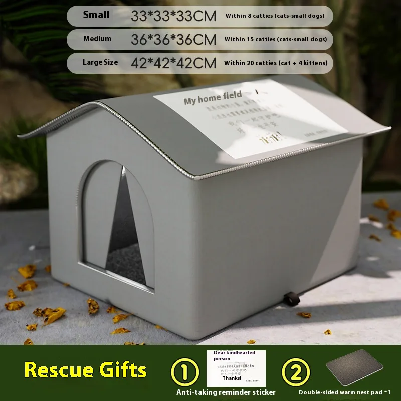 Winter Warm And Waterproof Love Stray Cat Nest - Pet Wandering Nest Grey - View 1