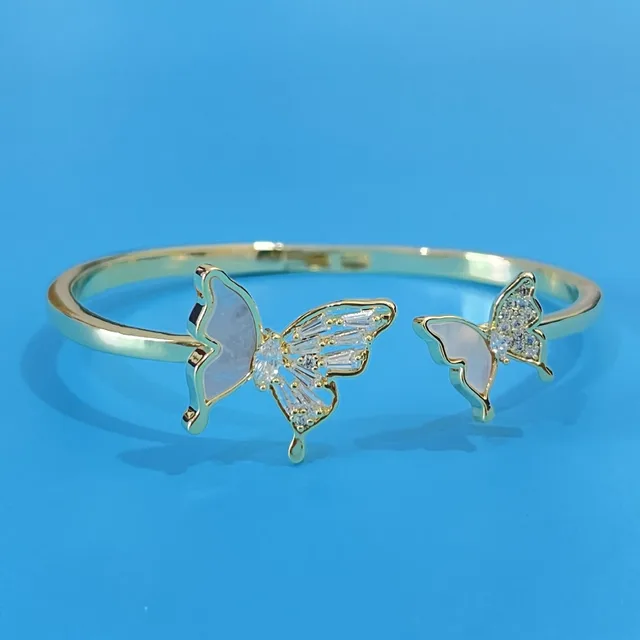 Natural Shell Asymmetric Butterfly Bracelet Sweet And Cool Temperament Gold - Shop at LoveMi