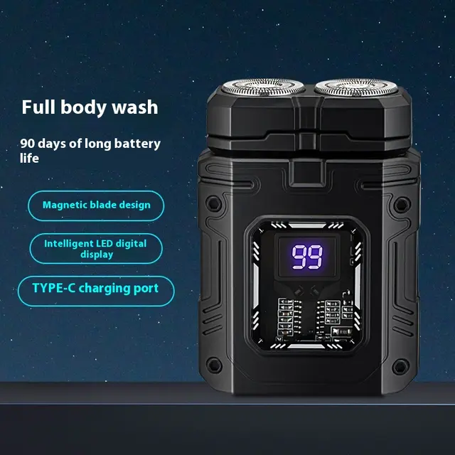 Portable Intelligent Digital Display Magnetic Electric Shaver Classic Black - Shop at LoveMi