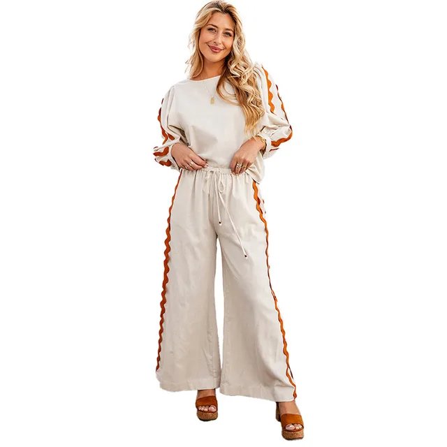 Long Sleeve Top And Trousers Two piece Set White - Shop at LoveMi