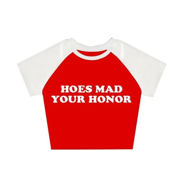 Sweet Cute Casual Letter Printed T shirt Top Round Neck Red And White 1 - Shop at LoveMi