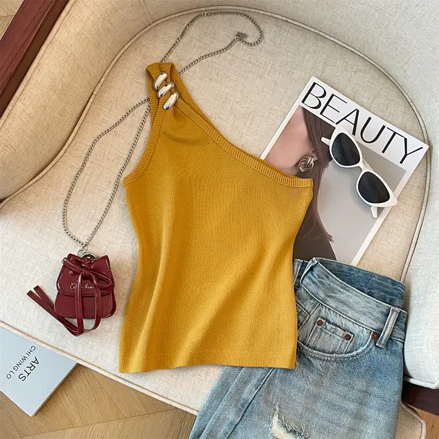 Pure Desire Shoulder Design Camisole For Women Goose Yellow - Shop at LoveMi