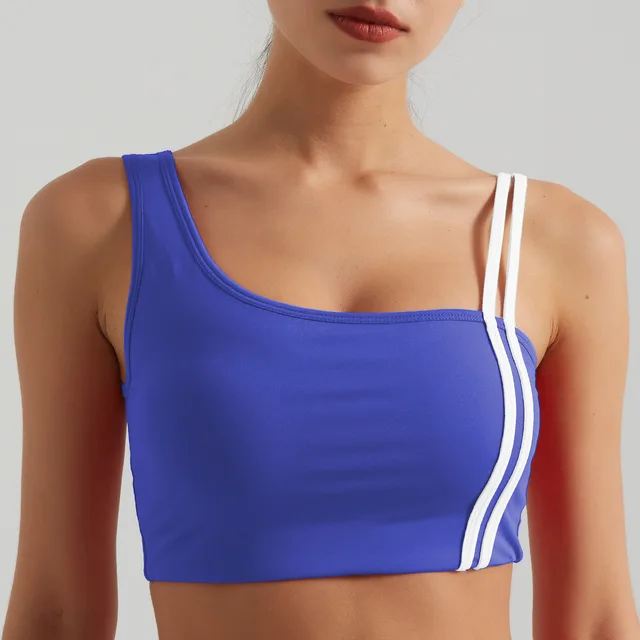Contrasting Color Thread Yoga Clothes Sports Suit Brighton Blue Top - Shop at LoveMi