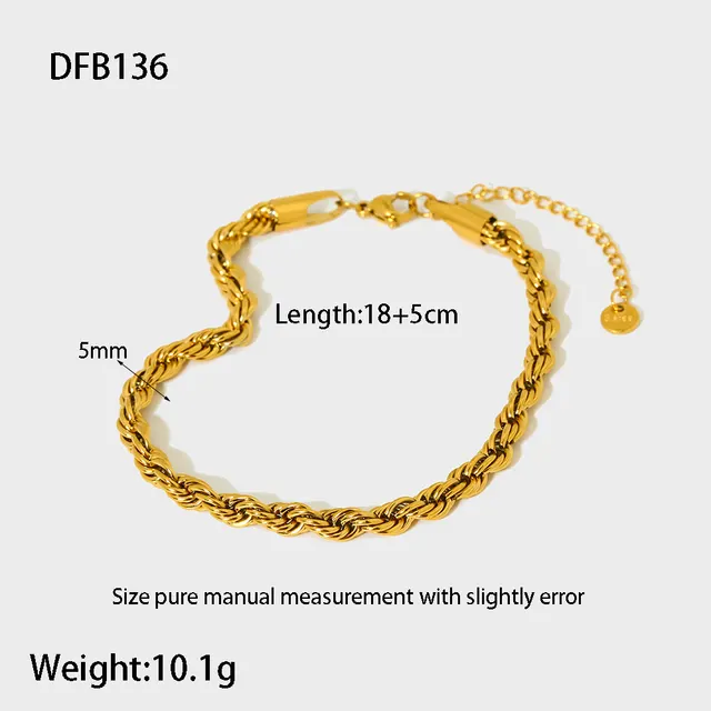 Stainless Steel 18K Gold Plating Hemp Flowers Chain Figaro Chain Bracelet For Women Dfb136 - Shop at LoveMi