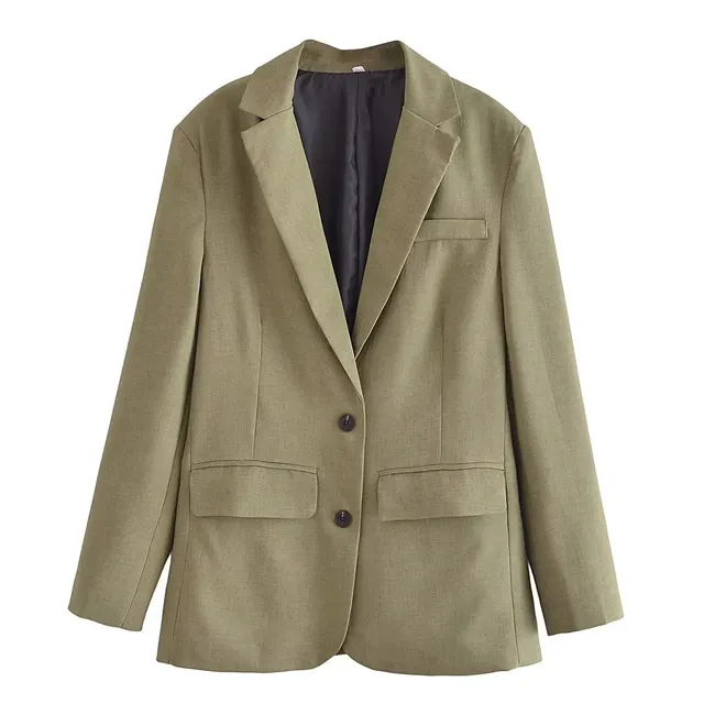 Autumn And Winter New European And American Style Fashion Single breasted Suit Jacket For Women Olive - Shop at LoveMi