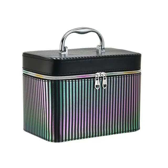 Cosmetic Bag Large Capacity High grade Portable Is style Storage Box With Mirror Emerald - Shop at LoveMi