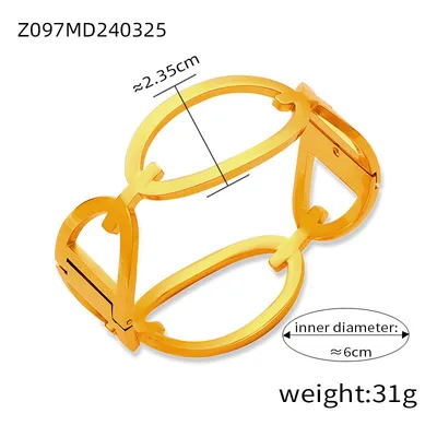 Fashion New Personalized Titanium Steel Gold plated Diamond Geometric Bracelet Z097 Gold Bracelet - Shop at LoveMi