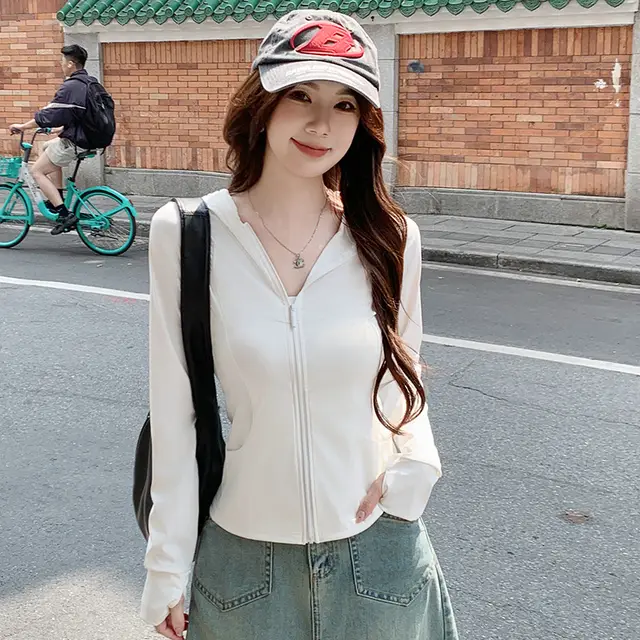 H829 Pocket Summer Outdoor Ice Silk Sun Protection Clothing Ivory White - Shop at LoveMi