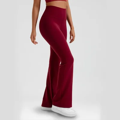 Skin friendly Yoga Home Flared Pants Leisure Sports Dark Red - Shop at LoveMi