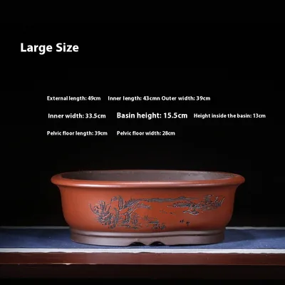Purple Sand Flower Pot Oval Bonsai Basin Succulent Plant Platter Old Pile Red Oval Large - Shop at LoveMi