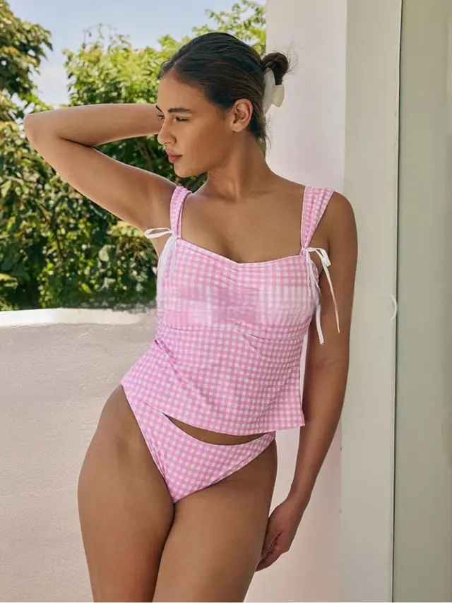 Sweet Girls' Retro Plaid Bikini Pink - Shop at LoveMi