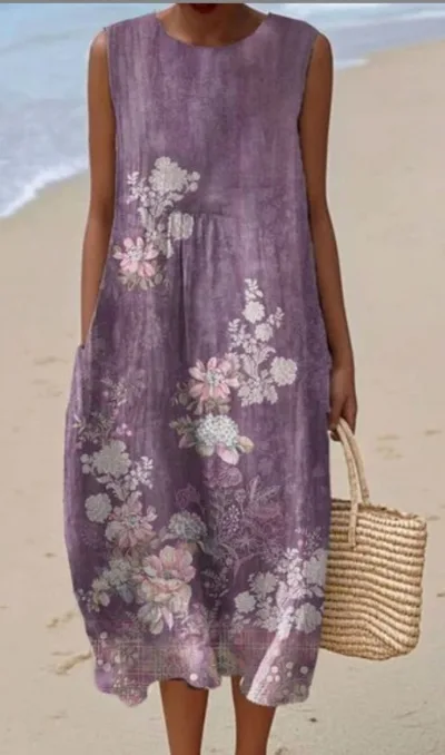 Summer New Sleeveless Printed Temperament Long Dress Dress Casual Cl8Qket3Jq5Hh1233 - Shop at LoveMi