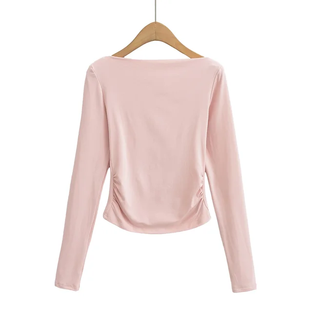 Pure Sexy Off the shoulder Pleated Long Sleeve Pink - Shop at LoveMi