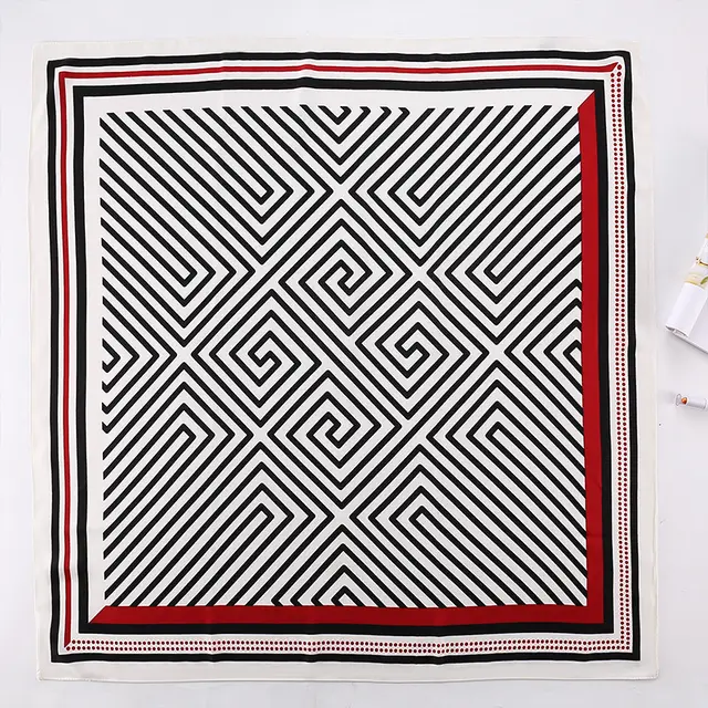 Fashion Gorgeous Printing Mesh Red Style Contrast Color Silky Scarf Return Line 2 - Shop at LoveMi